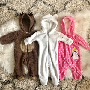 Baby girl 0-3 months hooded fleece jumper lot